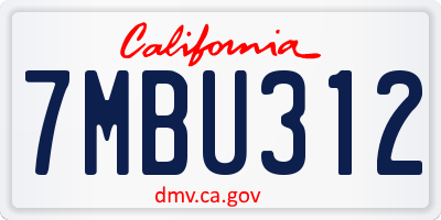 CA license plate 7MBU312