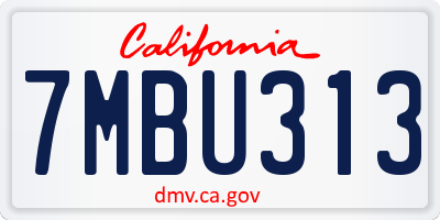 CA license plate 7MBU313