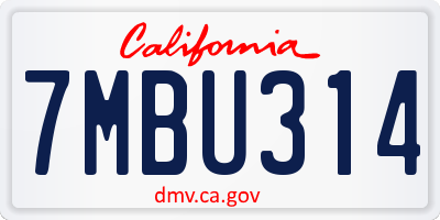 CA license plate 7MBU314