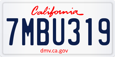 CA license plate 7MBU319