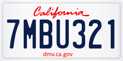 CA license plate 7MBU321