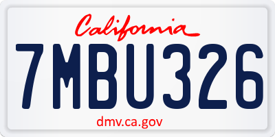 CA license plate 7MBU326