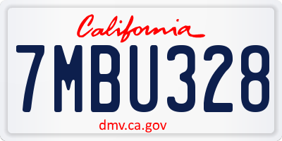 CA license plate 7MBU328
