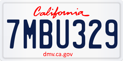 CA license plate 7MBU329