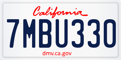 CA license plate 7MBU330