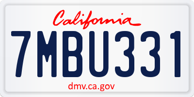 CA license plate 7MBU331