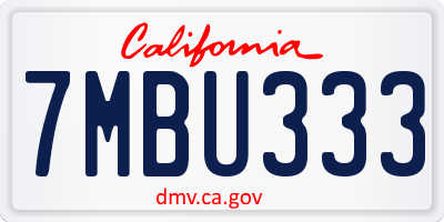 CA license plate 7MBU333