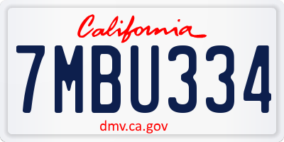CA license plate 7MBU334