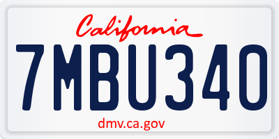 CA license plate 7MBU340