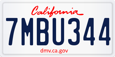 CA license plate 7MBU344