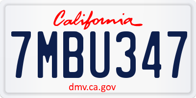 CA license plate 7MBU347