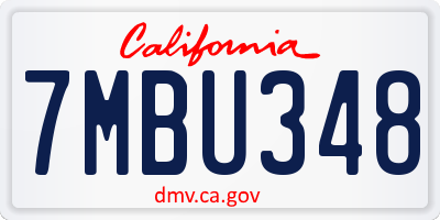 CA license plate 7MBU348