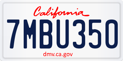 CA license plate 7MBU350