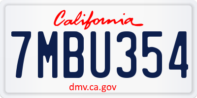 CA license plate 7MBU354