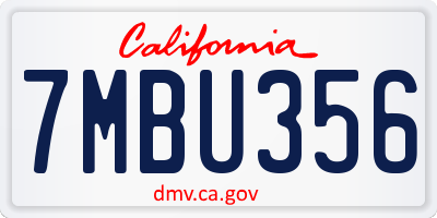 CA license plate 7MBU356