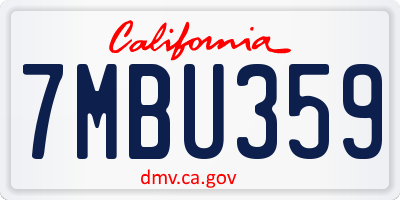 CA license plate 7MBU359