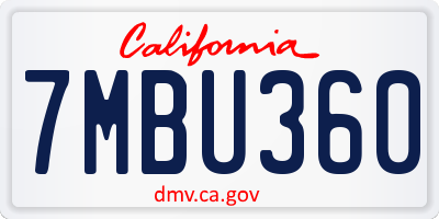 CA license plate 7MBU360