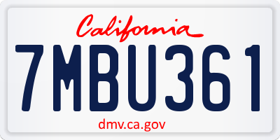CA license plate 7MBU361