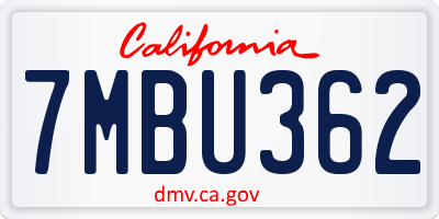 CA license plate 7MBU362