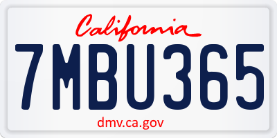 CA license plate 7MBU365