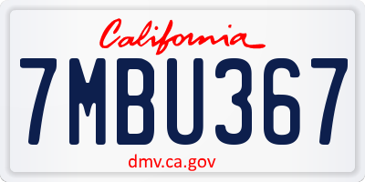 CA license plate 7MBU367
