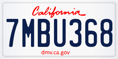 CA license plate 7MBU368