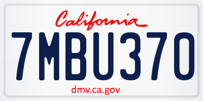 CA license plate 7MBU370