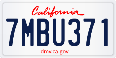CA license plate 7MBU371
