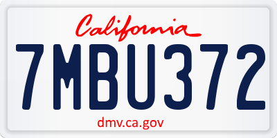 CA license plate 7MBU372