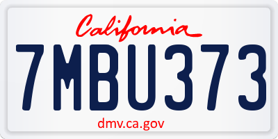 CA license plate 7MBU373