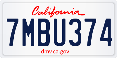 CA license plate 7MBU374