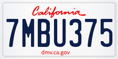 CA license plate 7MBU375