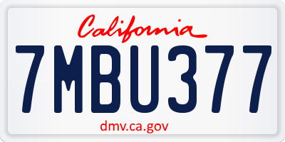CA license plate 7MBU377