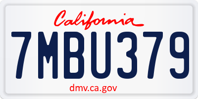 CA license plate 7MBU379