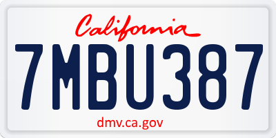 CA license plate 7MBU387