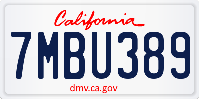 CA license plate 7MBU389