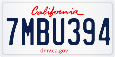 CA license plate 7MBU394