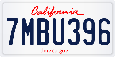 CA license plate 7MBU396