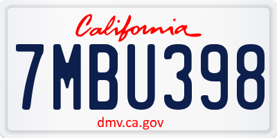 CA license plate 7MBU398