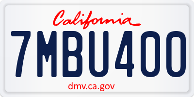CA license plate 7MBU400