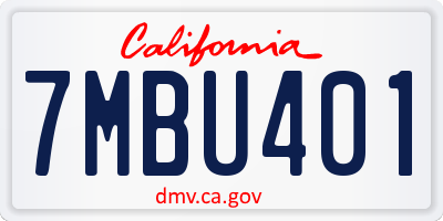CA license plate 7MBU401