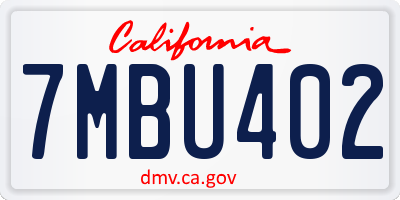 CA license plate 7MBU402