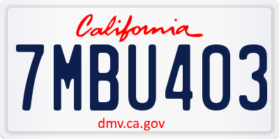 CA license plate 7MBU403