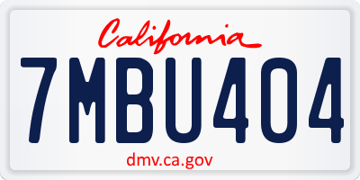 CA license plate 7MBU404