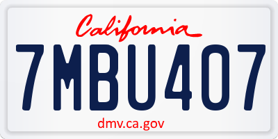 CA license plate 7MBU407