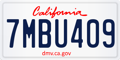 CA license plate 7MBU409