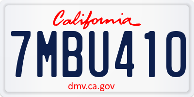 CA license plate 7MBU410