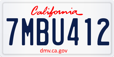 CA license plate 7MBU412