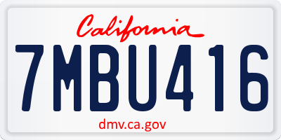 CA license plate 7MBU416
