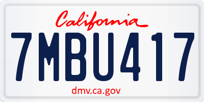 CA license plate 7MBU417